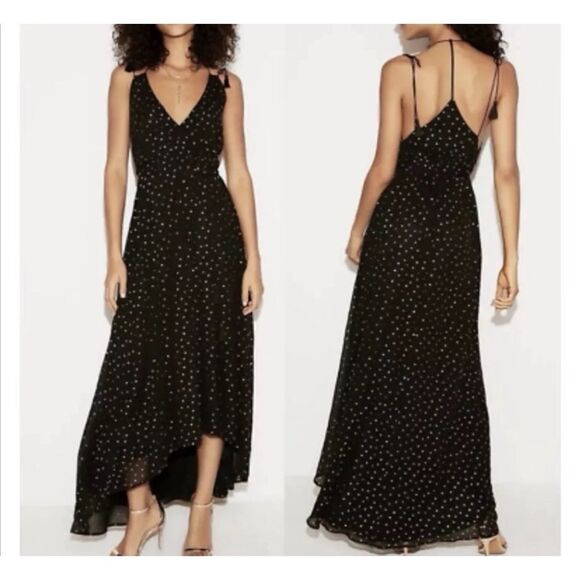 Express Gold Foil Detail Strappy High Low Maxi Dress - Picture 1 of 16